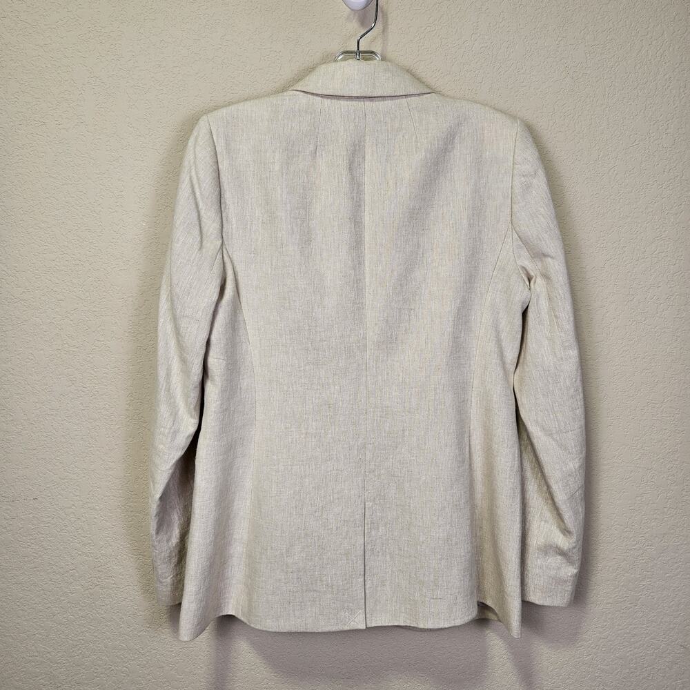 J.Crew Linen Cotton Holland Blazer Womens 4 Crosshatch Beige Career Jacket AL221 - Picture 5 of 16